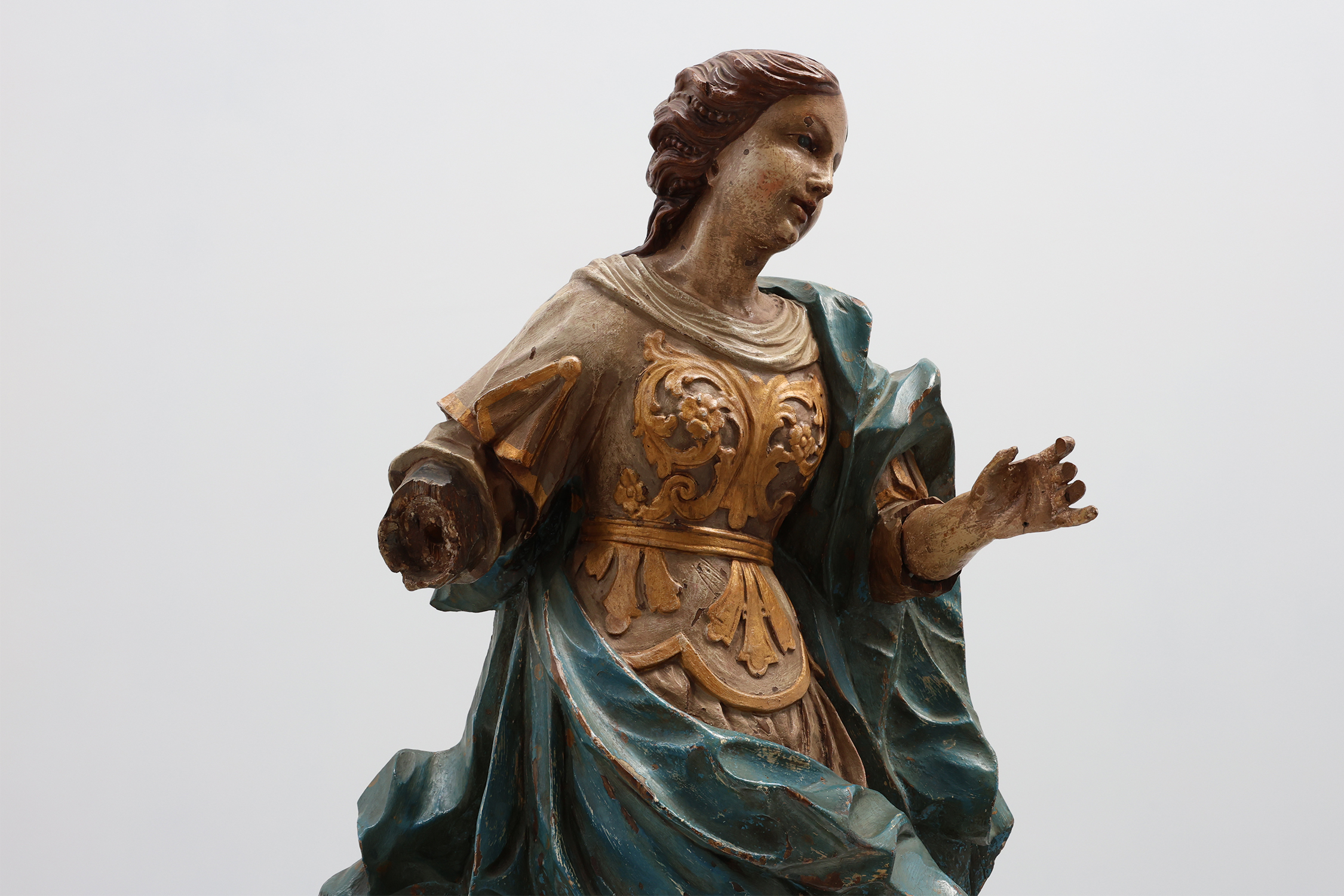 French 18th Century Religious Statue of the Virgin Mary on a cloudthumbnail